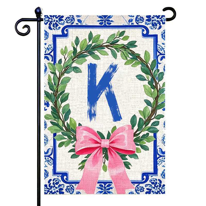 Letter Floral Garden Flag