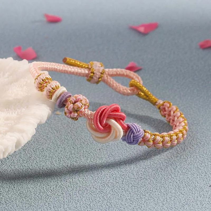 Peach Blossom Knot Braided Bracelet