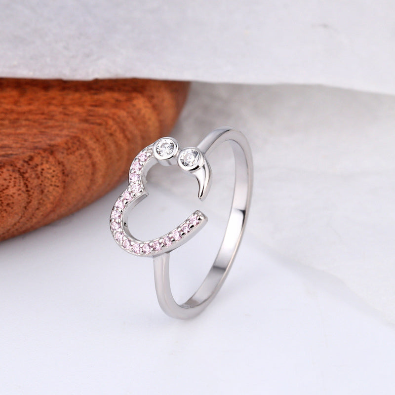 Open Heart Diamond Ring