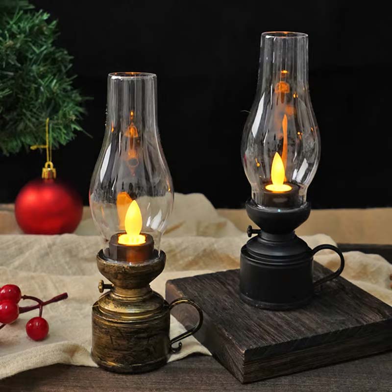 ✨🕯️LED Vintage Kerosene Lamp Electronic Swing Candle