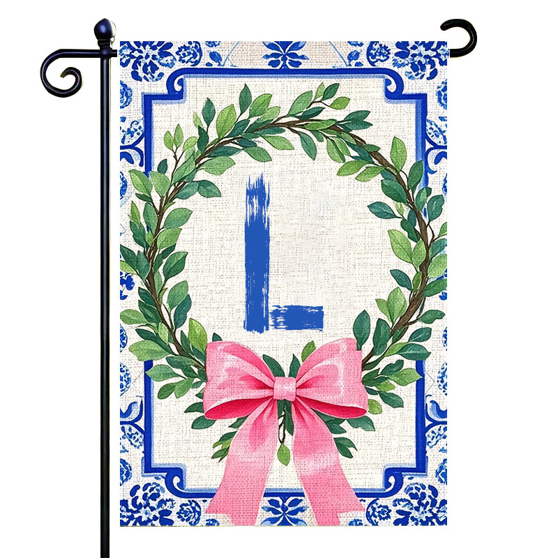 Letter Floral Garden Flag