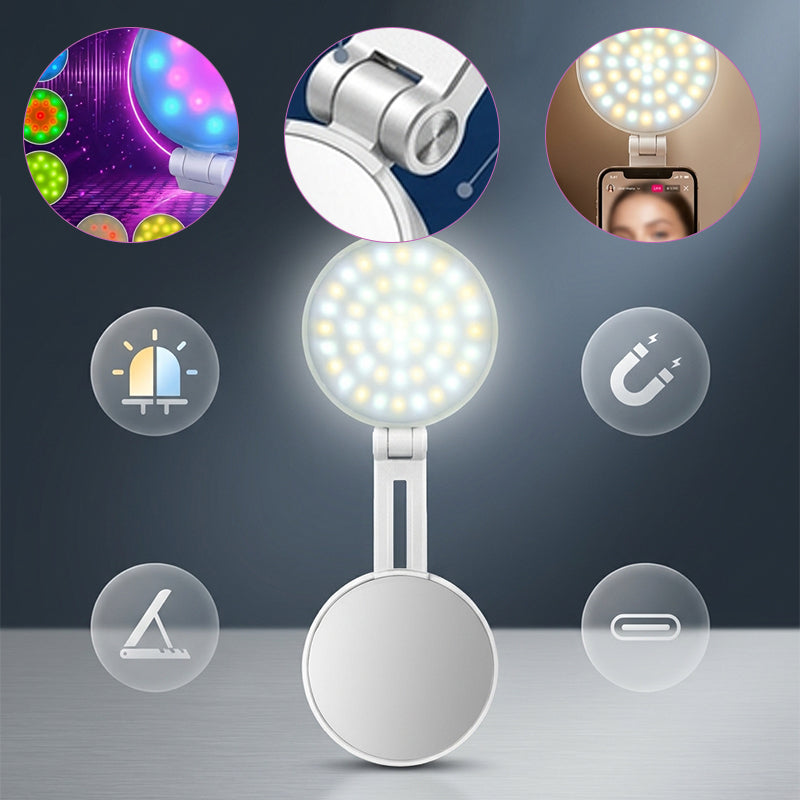 Magnetic RGB Selfie Ring Light with Mirror