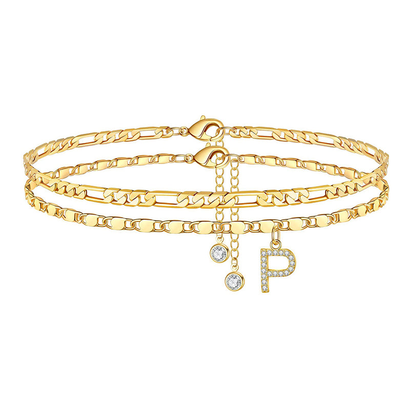 Lettering Layered Ankle Bracelet