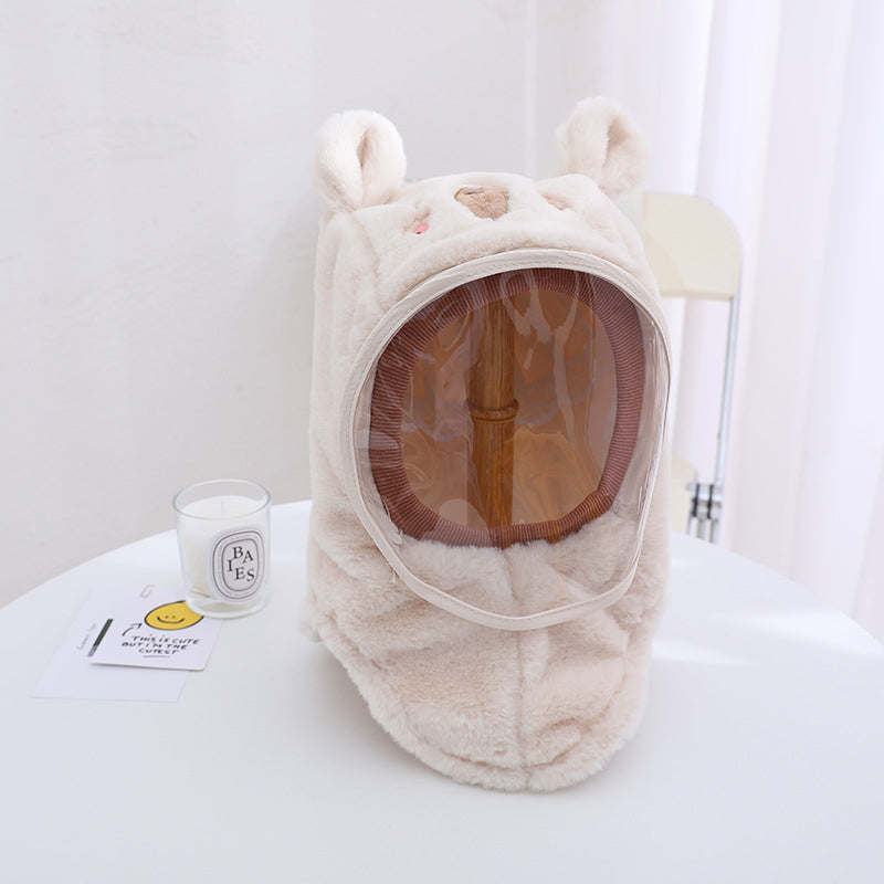 Hooded Fleece Hat with Visor  Wind