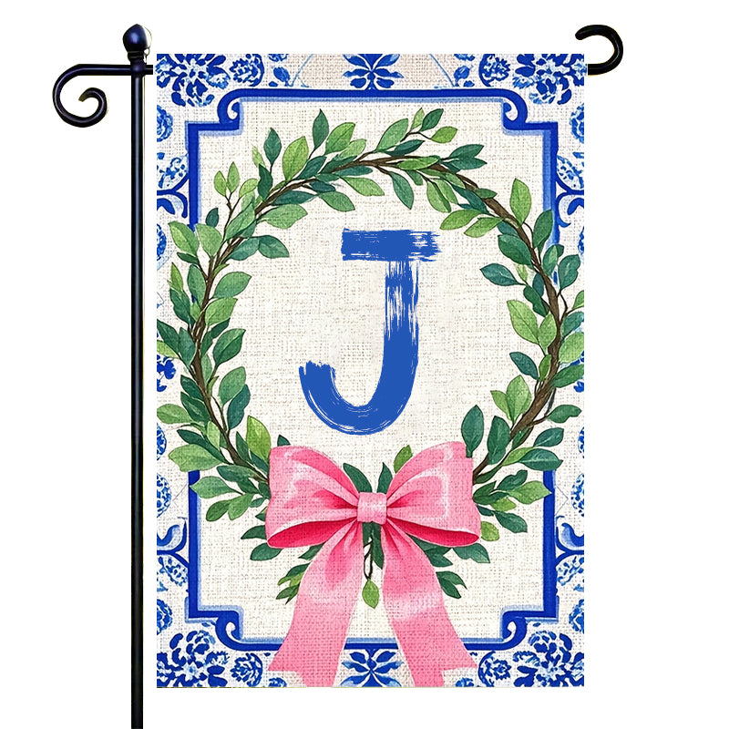 Letter Floral Garden Flag