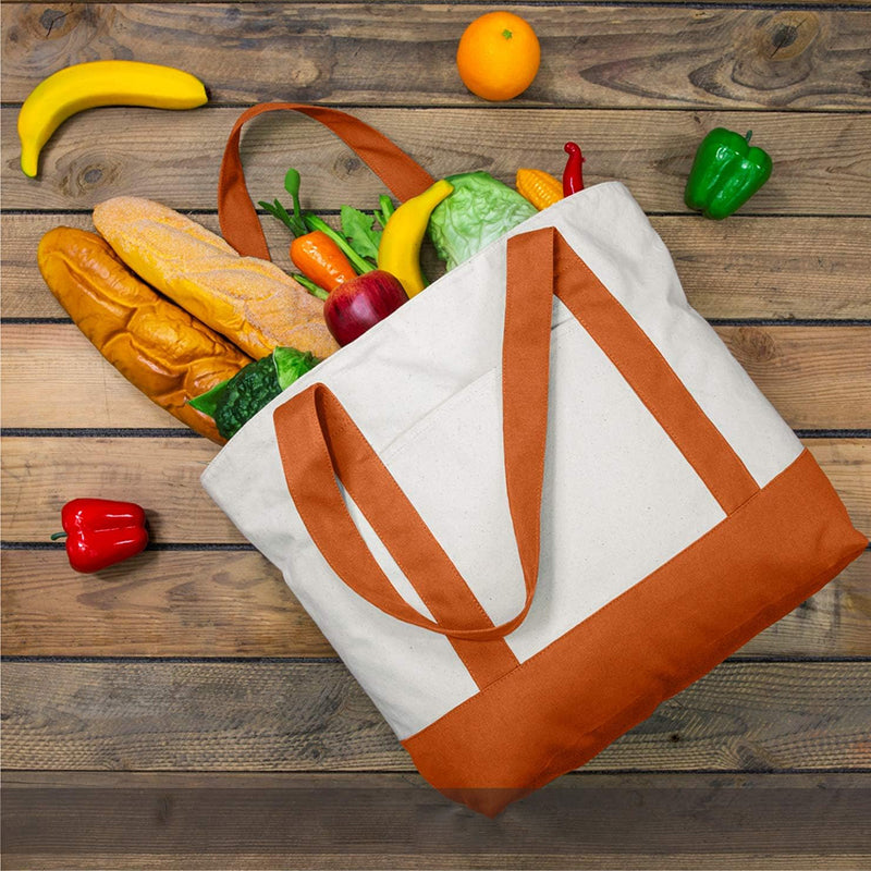 Stylish Canvas Tote Bag with an External Pocket