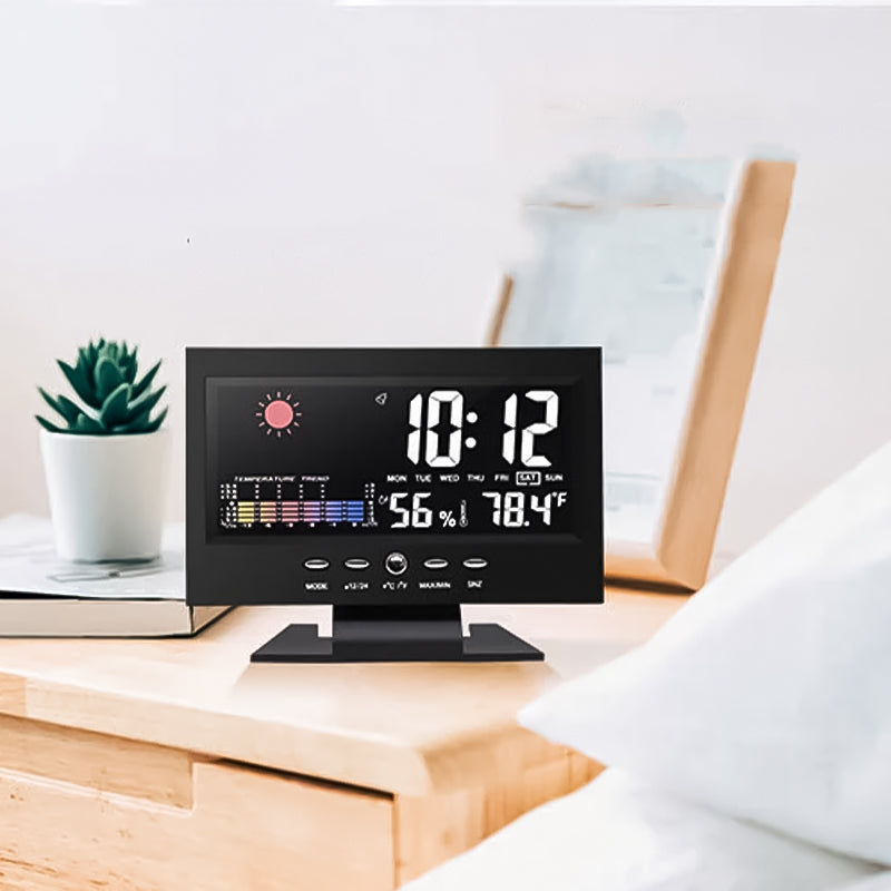 Digital LED Temperature Humidity Monitor Alarm Clock