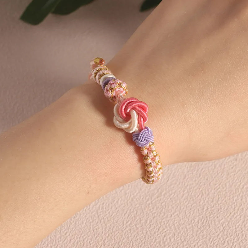 Peach Blossom Knot Braided Bracelet