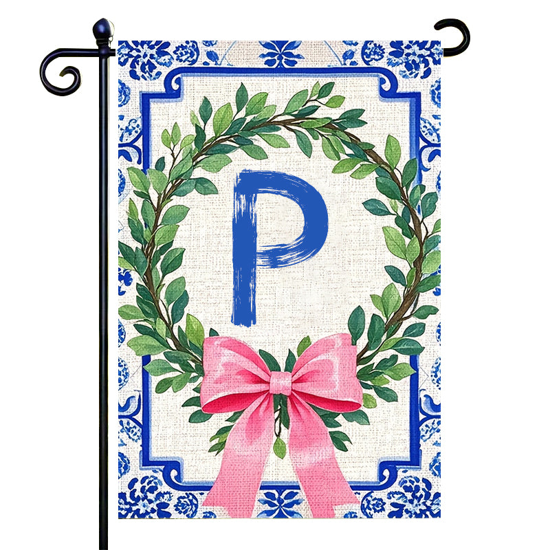 Letter Floral Garden Flag
