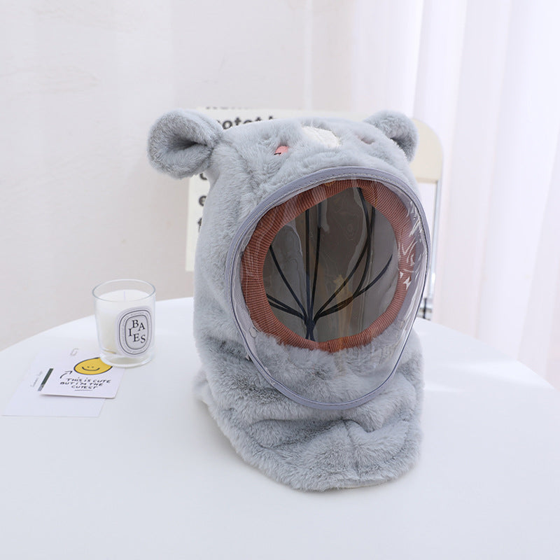 Hooded Fleece Hat with Visor  Wind