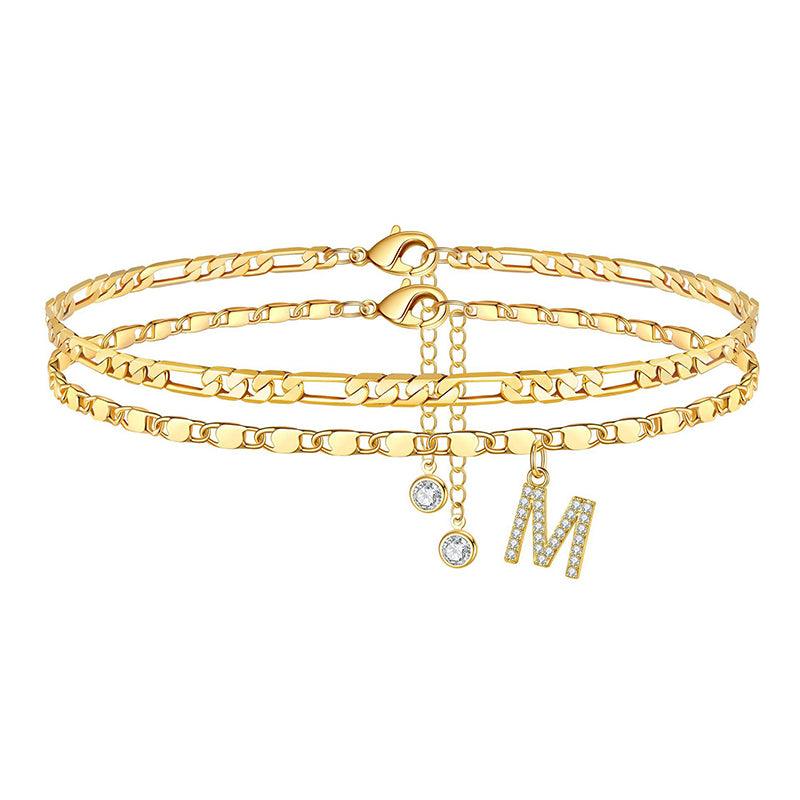 Lettering Layered Ankle Bracelet