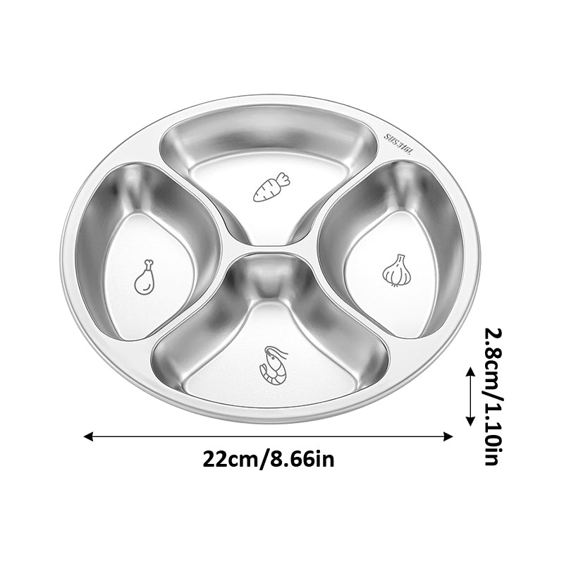 4 Compartment Stainless Steel Divided Plate