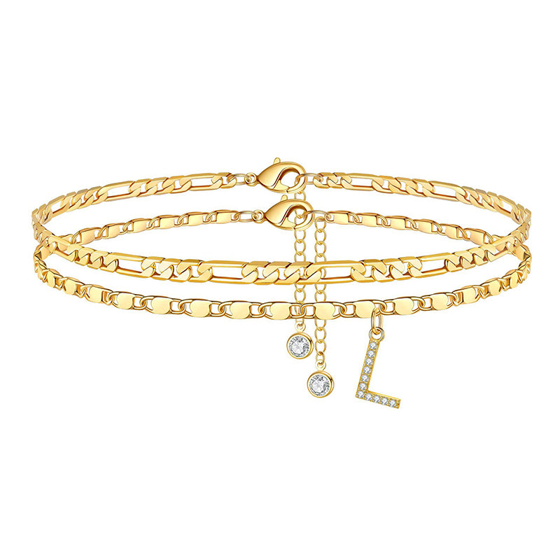 Lettering Layered Ankle Bracelet