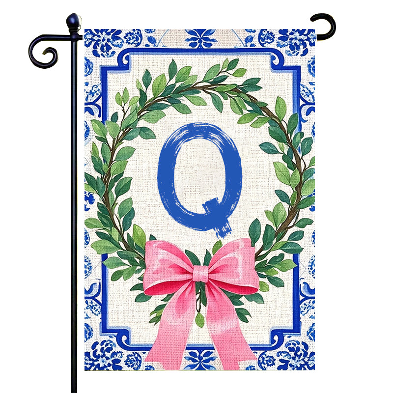 Letter Floral Garden Flag