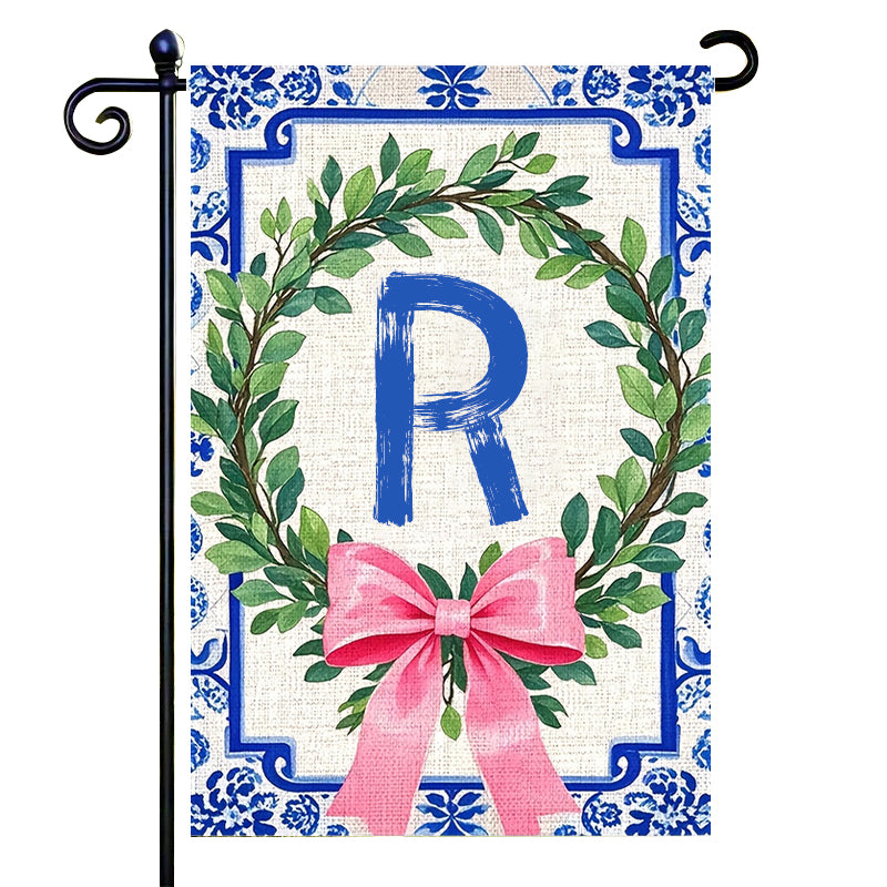 Letter Floral Garden Flag