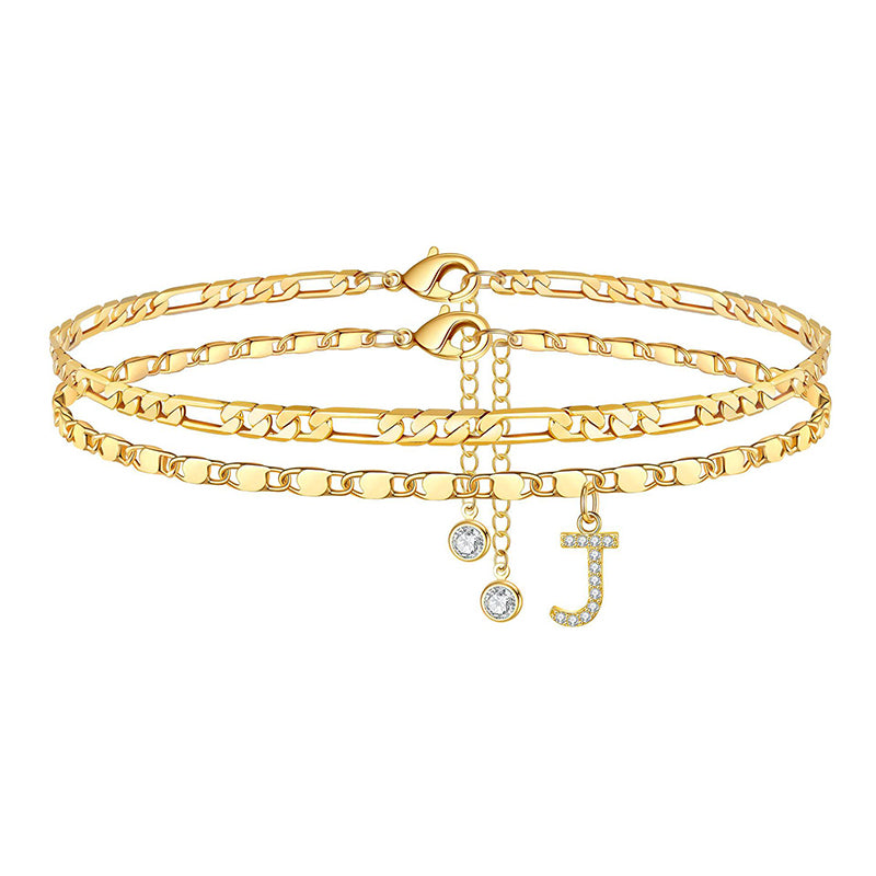 Lettering Layered Ankle Bracelet