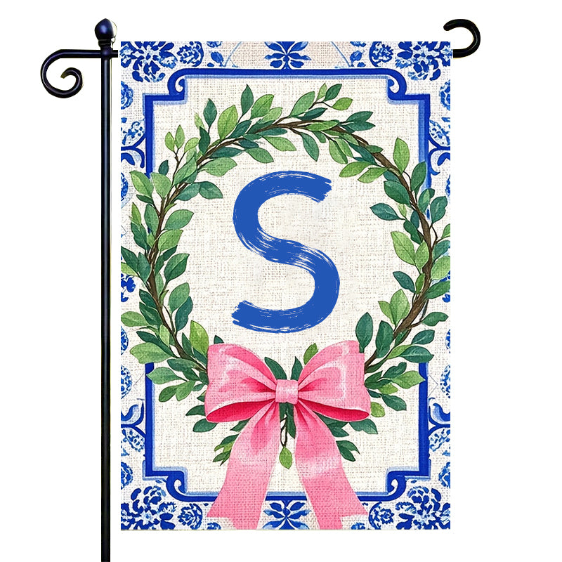 Letter Floral Garden Flag
