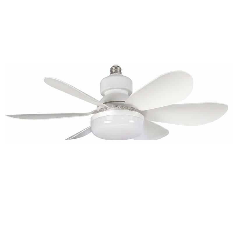 Six-blade gourd-shaped off-white ceiling fan light