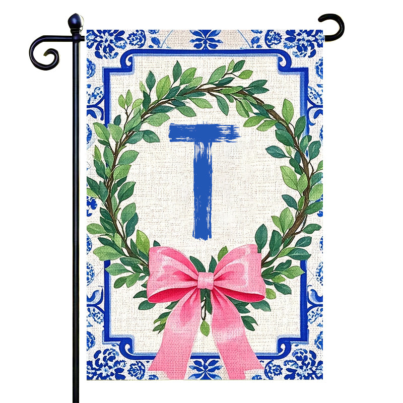Letter Floral Garden Flag