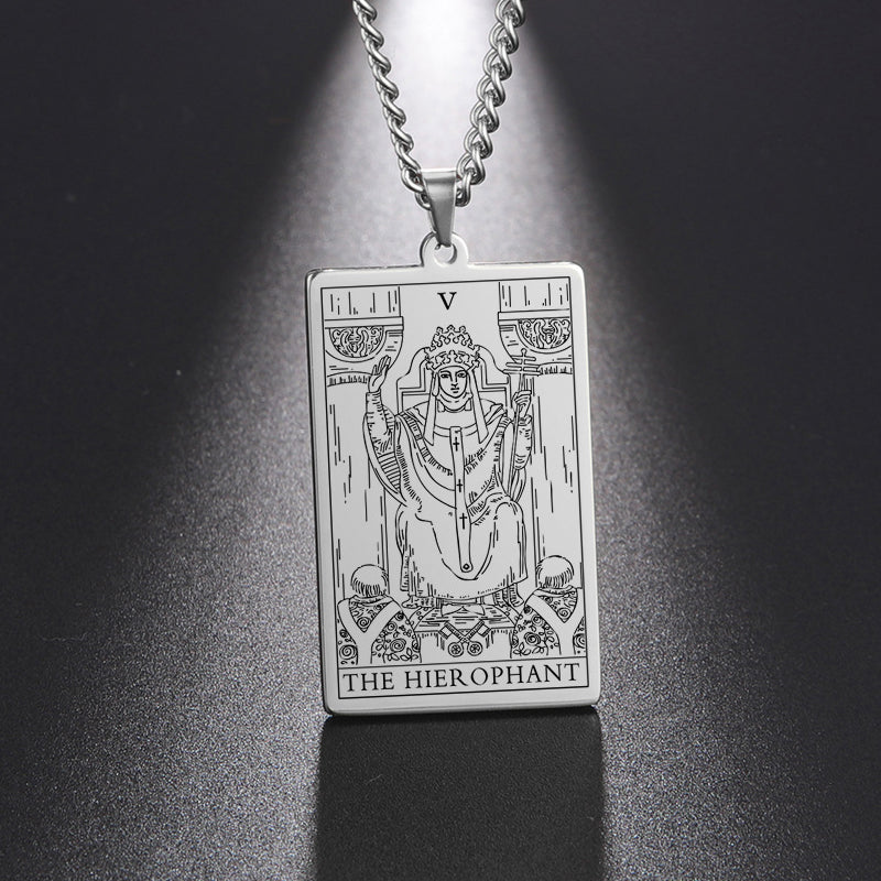 Engraved Tarot Card Chain Dual Chain Necklace