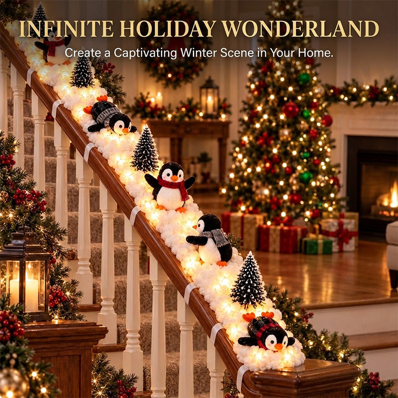 Penguin Christmas Stair Snow Decoration