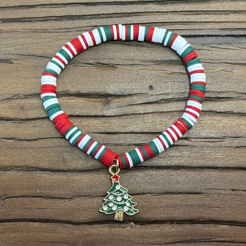 Christmas clay beaded bracelet