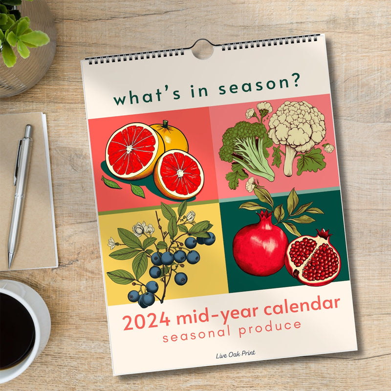 2024-2025 Seasonal Fruits and Vegetables Mid Year Calendar