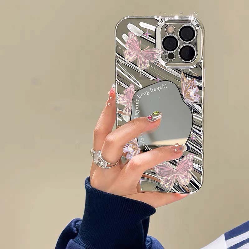 ELEGANT SHINING BUTTERFLIES MIRROR CASE