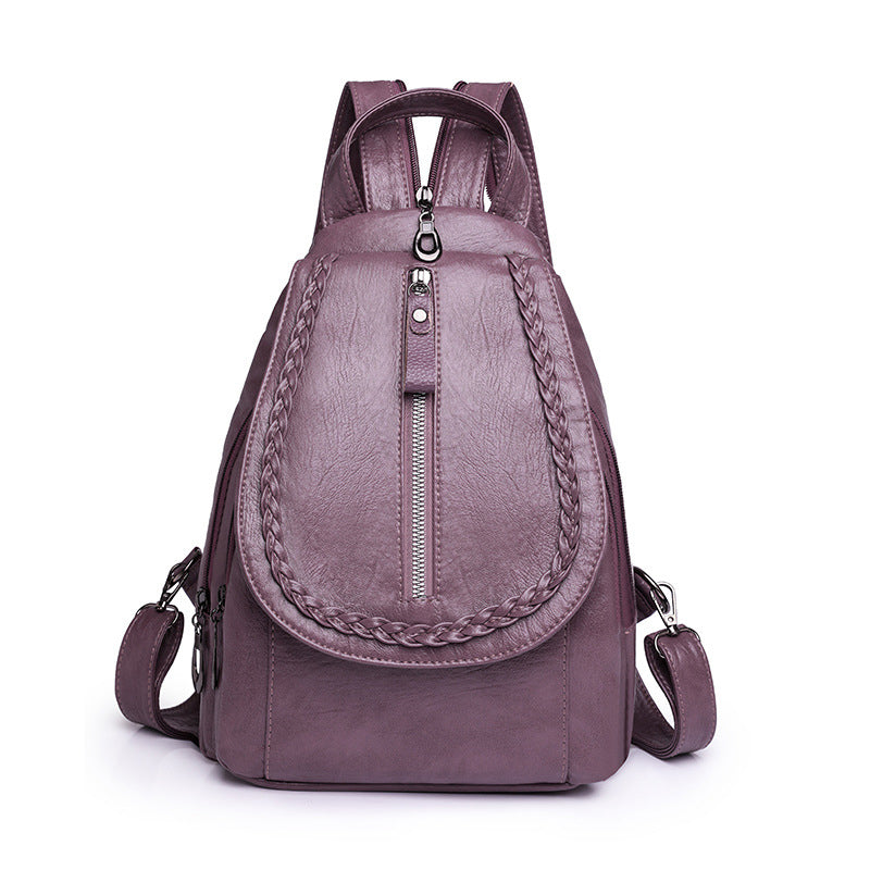 Twist Clamshell Leather Backpack