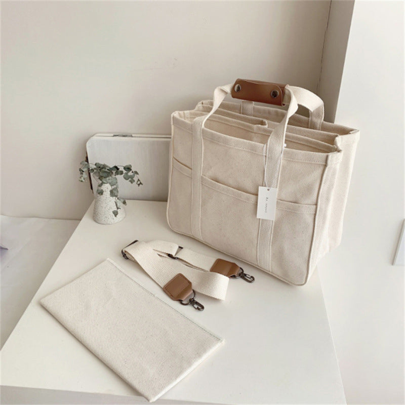 Solid Color Canvas Tote Bag