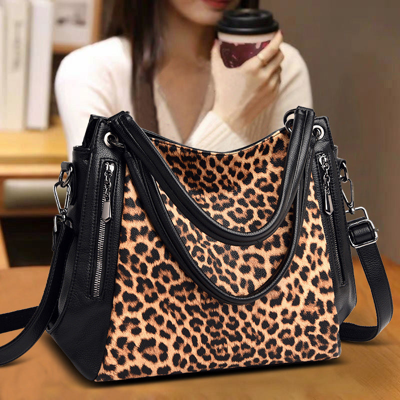 Leopard/Zebra Print Large Tote Handbag