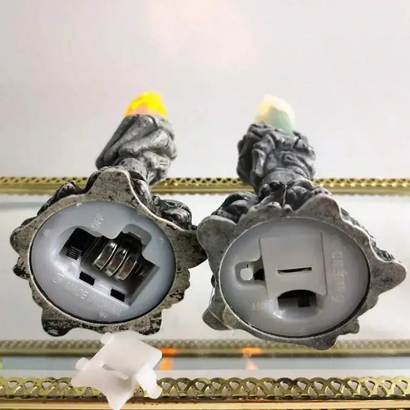 Halloween Skeleton ghost holding candle light