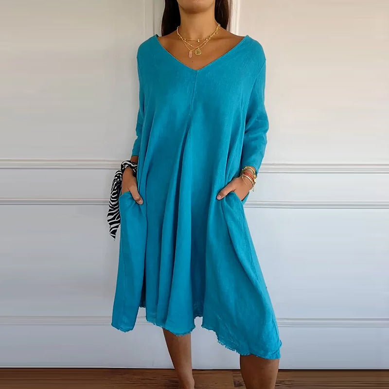 Women's V-Neck Side Pocket Dress