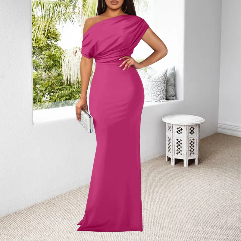 Sleeveless off-shoulder gown dress