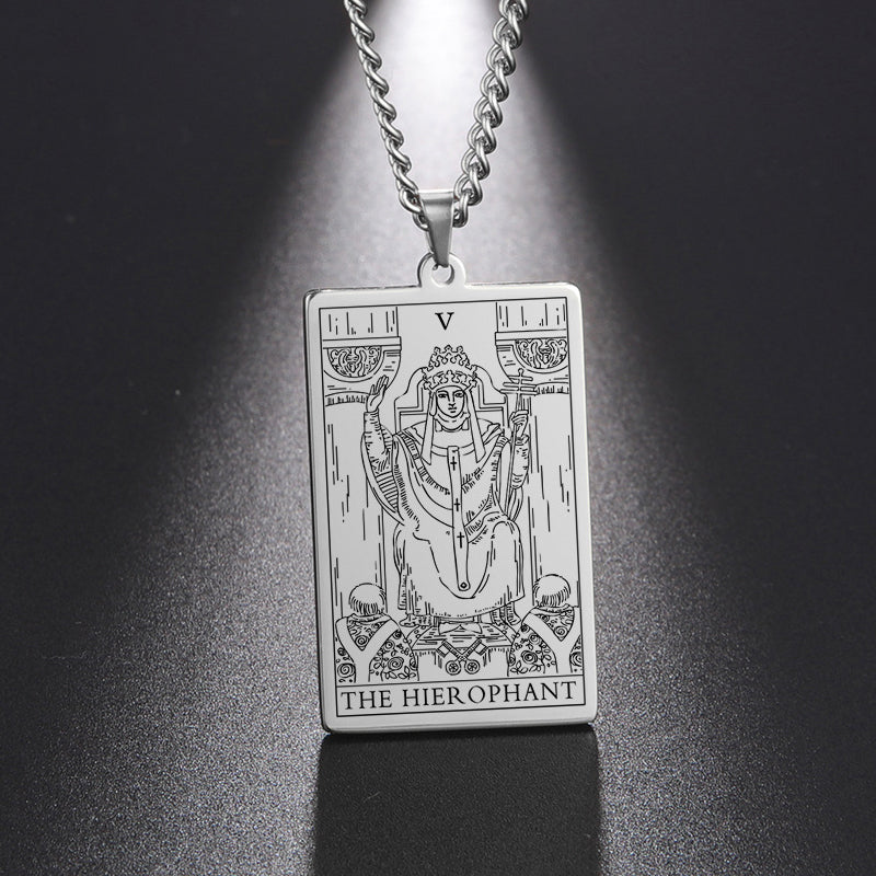 Engraved Tarot Card Chain Dual Chain Necklace