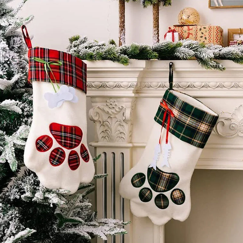 Paw-shaped Christmas Stockings