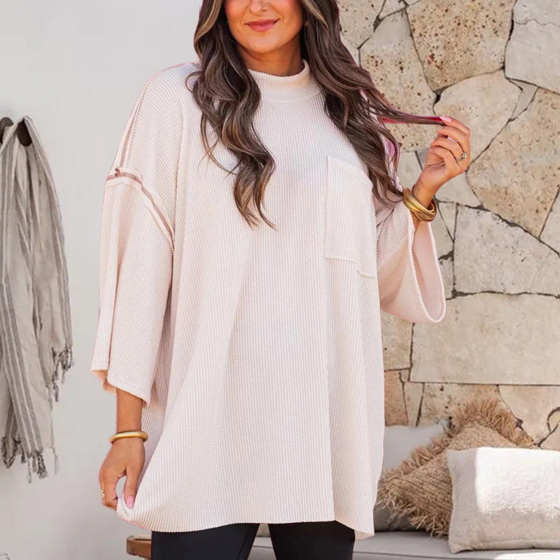 New Oversized High Neck Urban Ribbed Top