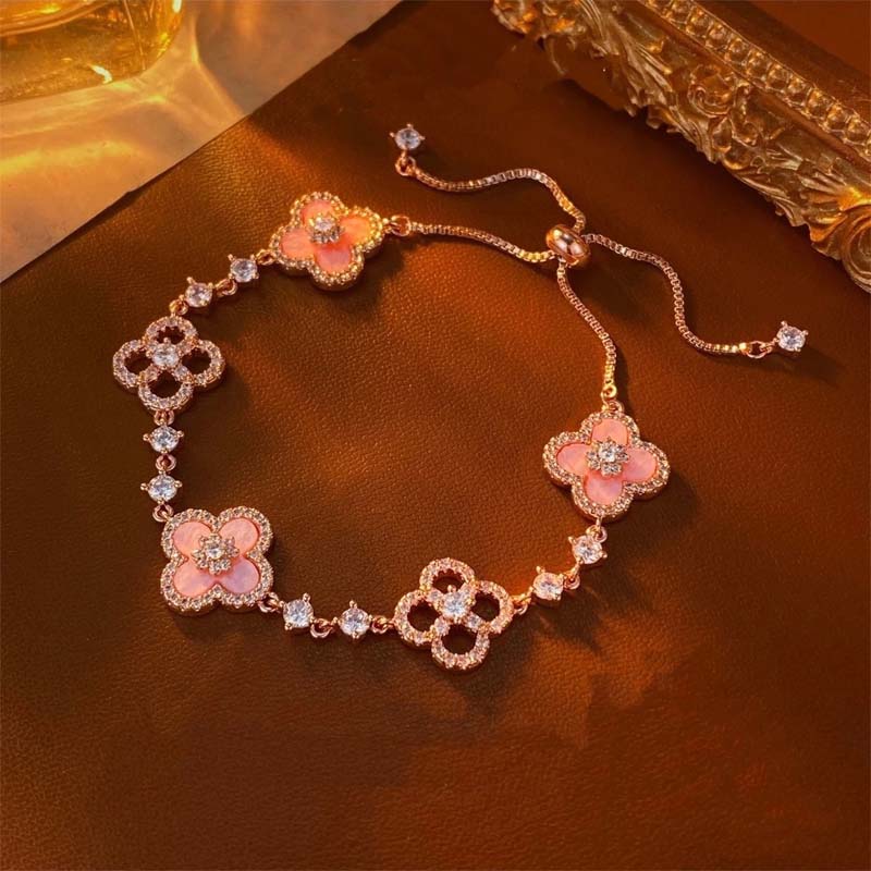 Pink Four-Leaf Clover Bracelet