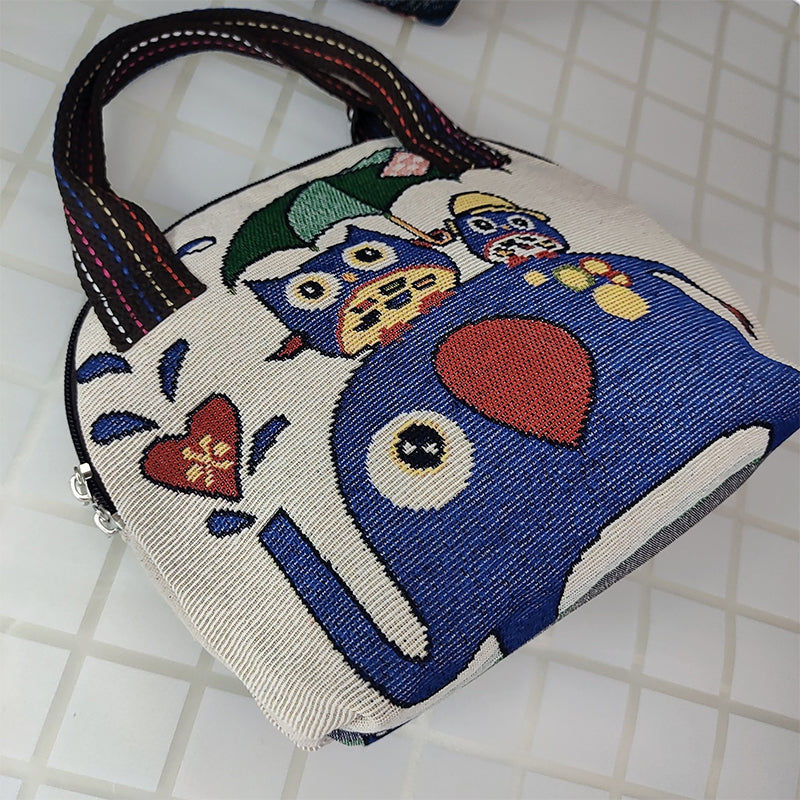 Embroidered Shell Canvas Bag