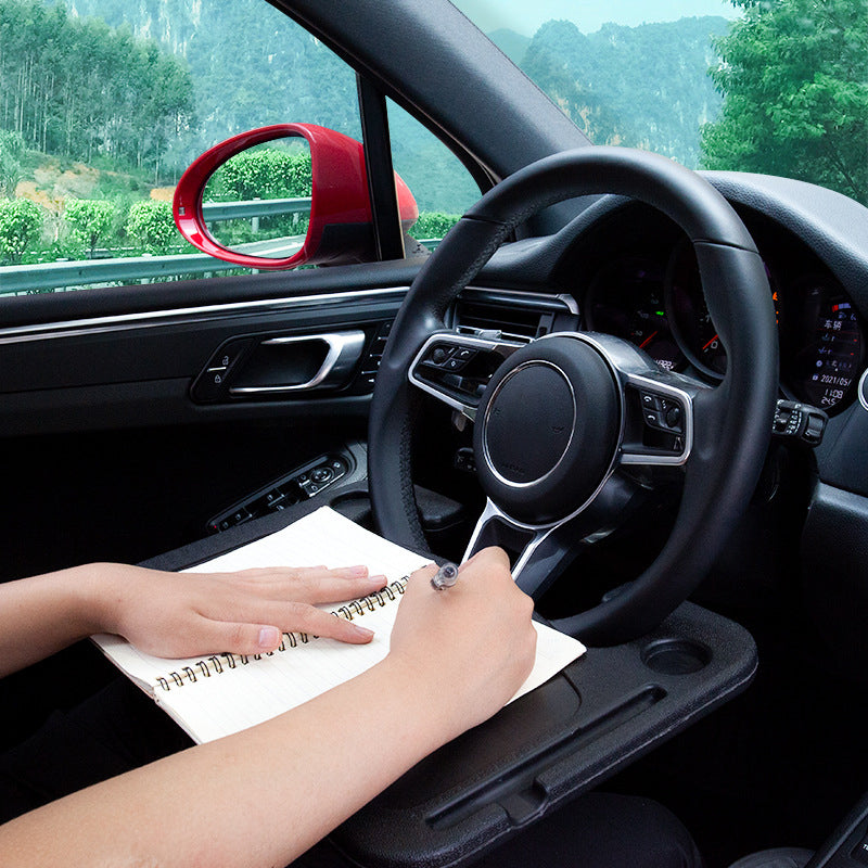 Multi-functional car steering wheel tray