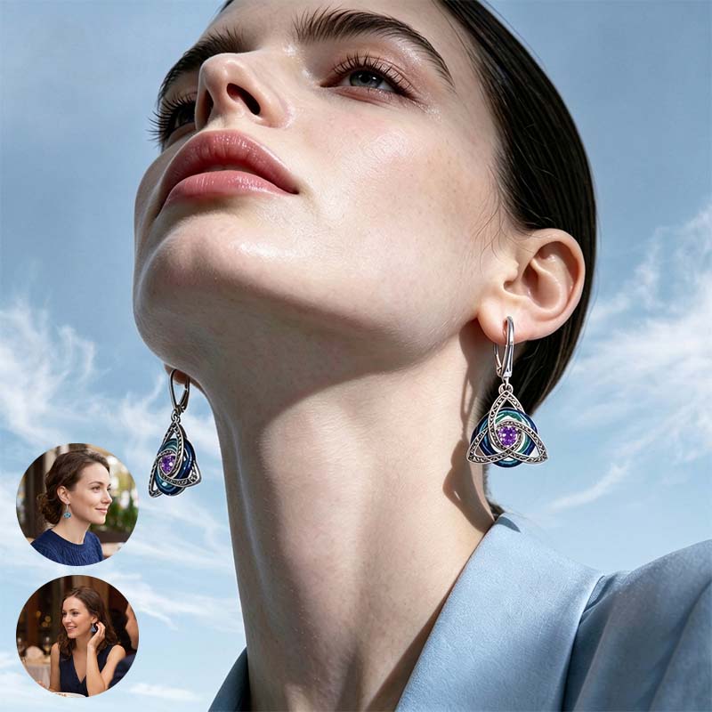Elegant Celtic Knot Birthstone Drop Earrings