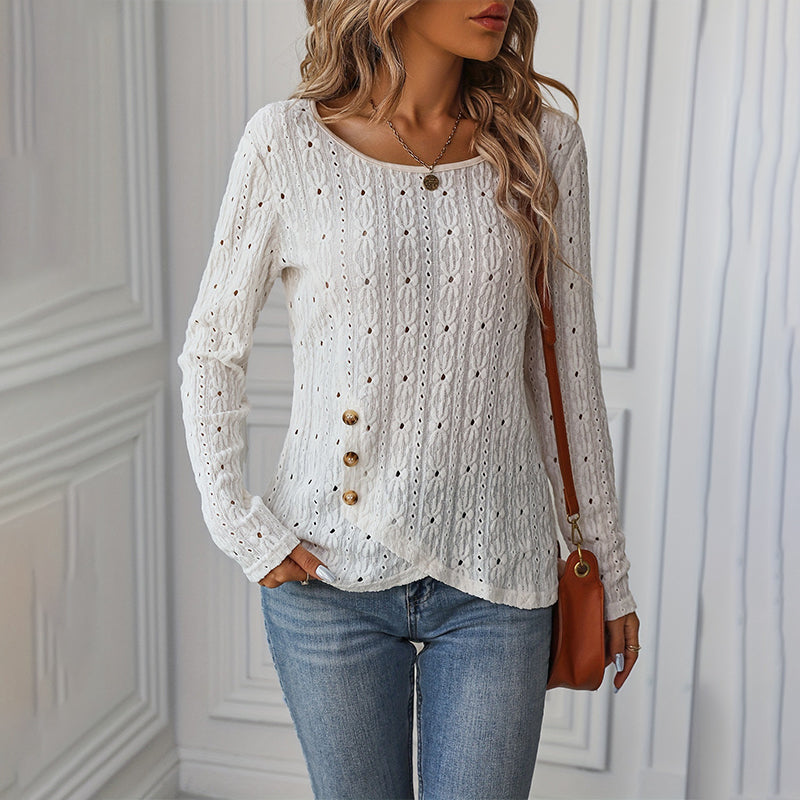 Skeleton Jacquard Button Down Blouse