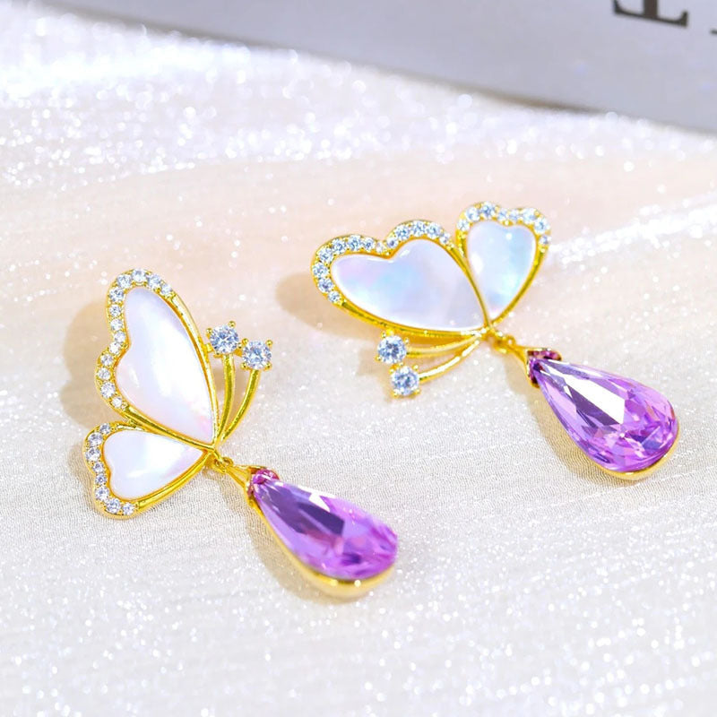 Purple Butterfly Earrings