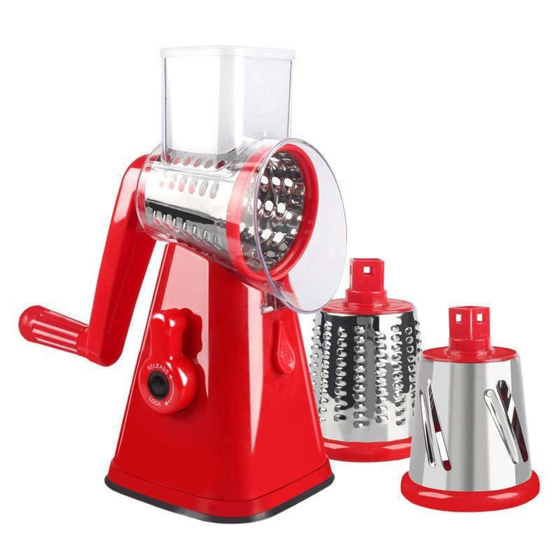 Hand cranked roller vegetable slicer