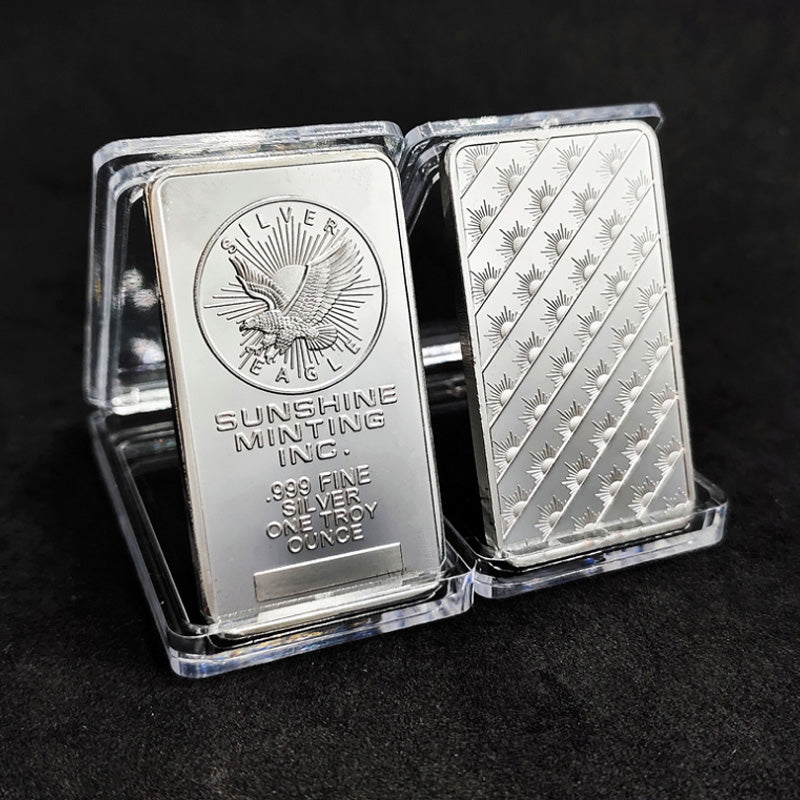 Embossed Large Eagle Square Silver Bar