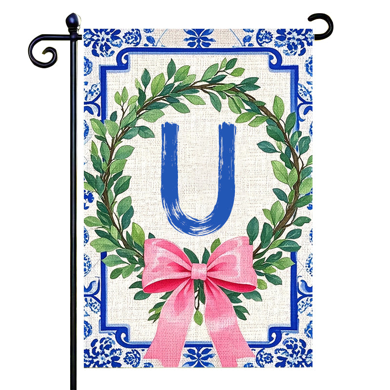 Letter Floral Garden Flag