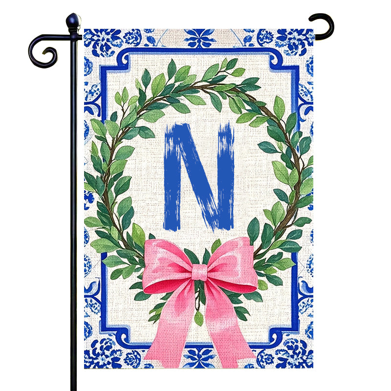 Letter Floral Garden Flag