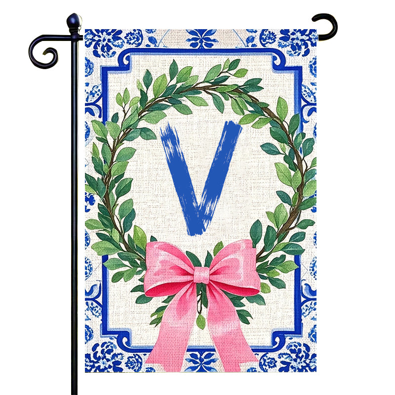 Letter Floral Garden Flag
