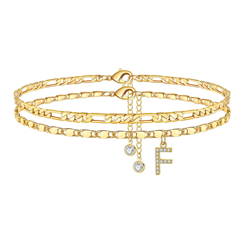Lettering Layered Ankle Bracelet