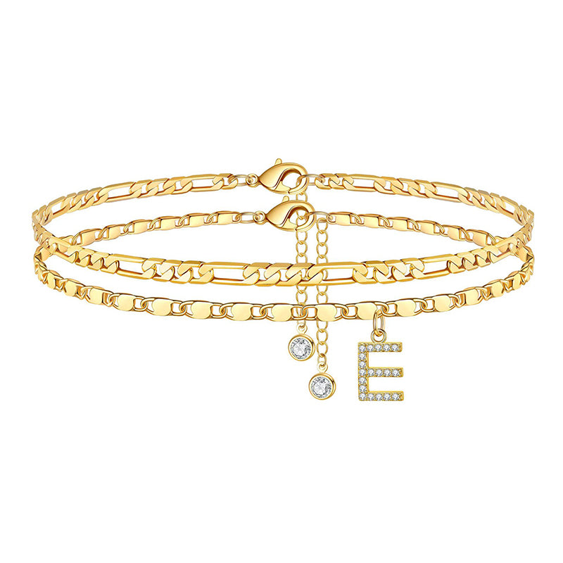 Lettering Layered Ankle Bracelet